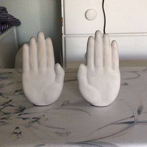 Hand shaped bookends